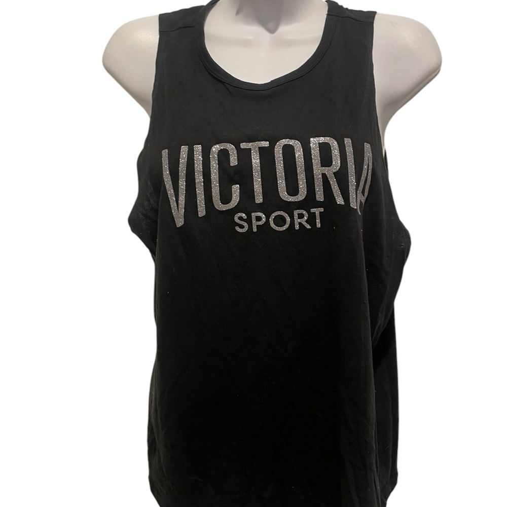 VICTORIA SPORT Womens Black Tank Top Open Back Size Small